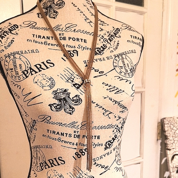 Elegant Bronze-rose Gold Tone And Rhinestones Necklace - Picture 1 of 5